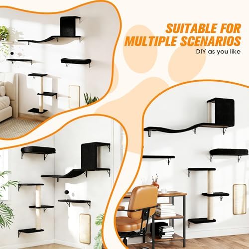 5Pcs Wall Mount Cat Tree & Shelf Furniture - Image 6