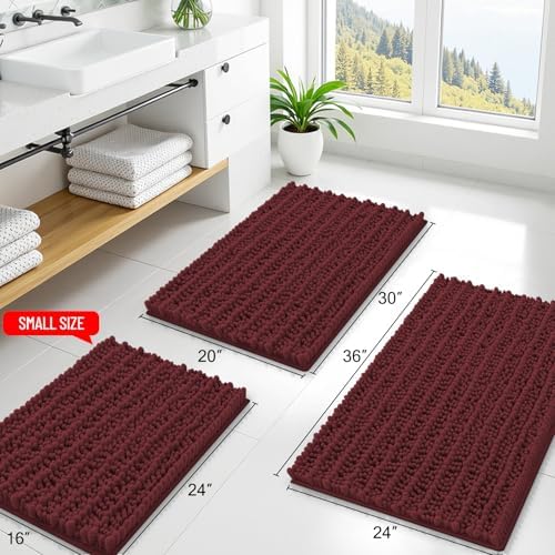 Smiry Bathroom Rugs 44X24, Extra Soft Rubber Backing Chenille Bath Mats - Image 2