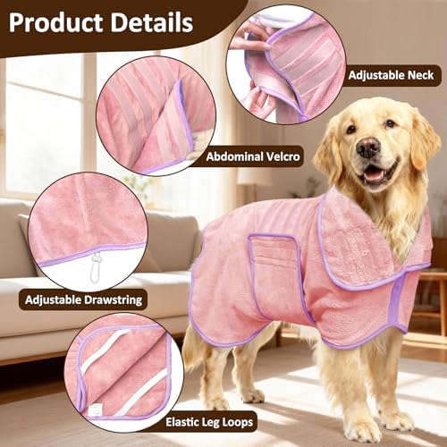 Soft Dog Bathrobe Fast Drying Dog Coat, Super Absorbent Dog Towels - Image 2