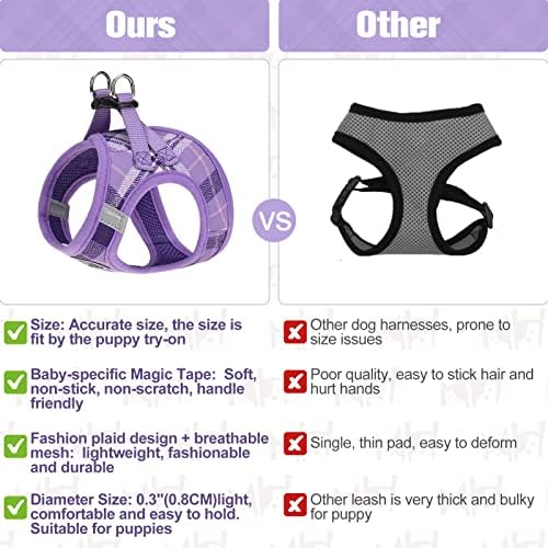 BEAUTYZOO Small Dog Harness and Leash Set, No Pull Puppy Pet Vest-Purple - Image 5