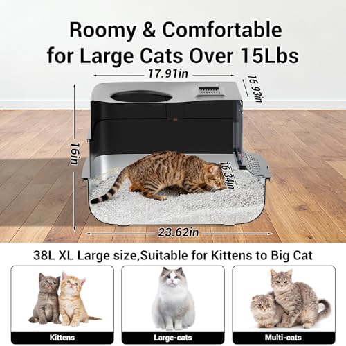 Large Cat Litter Box Front Entry Top Exit Kitty Litter Box Black - Image 4