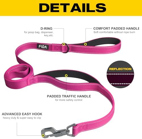 Fida Heavy Duty Dog Leash for Medium Large Dogs, 4 FT, Dual Padded Handles - Image 2