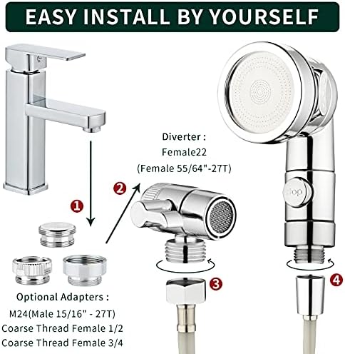 ZCONIEY Sink Faucet Sprayer Attachment Hair Pet Rinser Showerhead - Image 6
