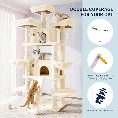 Allewie 82 Inches Large Cat Tree/House/XXL Tall Cat Towers - Image 7