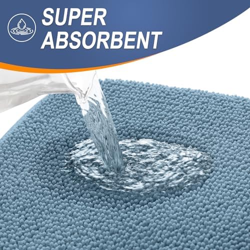 OLANLY Memory Foam Large Bathroom Rugs 59x35, Absorbent Bath Mat, Airy Blue - Image 3