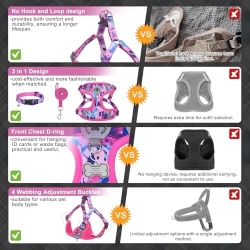 BEAUTYZOO Dog Harness Collar and Leash Set, No-Pull Step in Dog Harness - Image 4