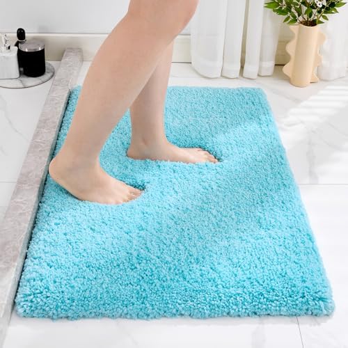 Disolla Teal Bathroom Rugs 17x24, Non-Slip Plush Small Bath Mat by Disolla