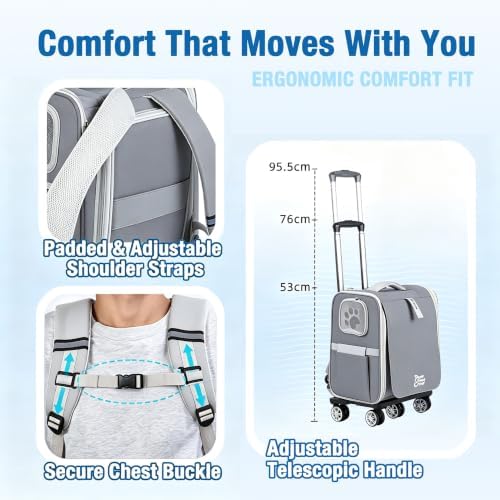 Pet Carrier Backpack with Wheels Rolling - Image 7