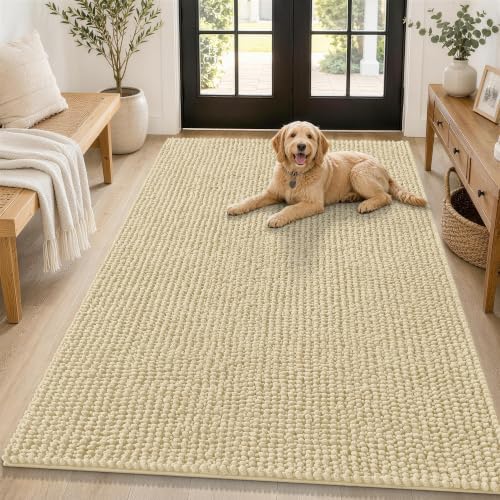 Smiry Dog Door Mat for Muddy Paws 59x35, Ultra Absorbent Chenille Doormat by Smiry