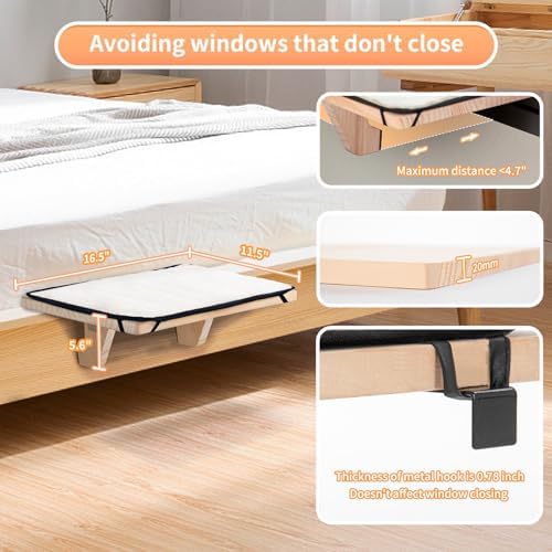 PETSFIT Cat Window Perch, Solid Wood, Fleece Mat, Windowsill Bedside Drawer - Image 3
