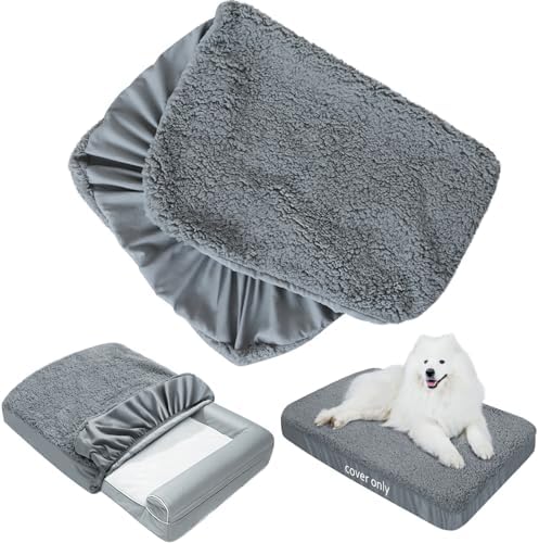 Dog Bed Covers Soft Plush Replacement Washable, 44x35 Inches, Cover Only by Moonsea