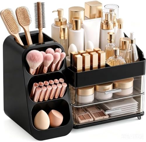 Makeup Organizer with Drawers, Large Capacity Countertop Organizers by KQJS