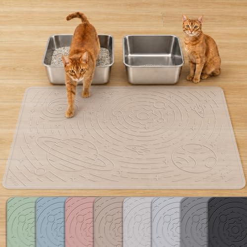OHMO Cat Mat for Litter Box, Large 31.5x23.6 Semi Transparent, High Edge by OHMO