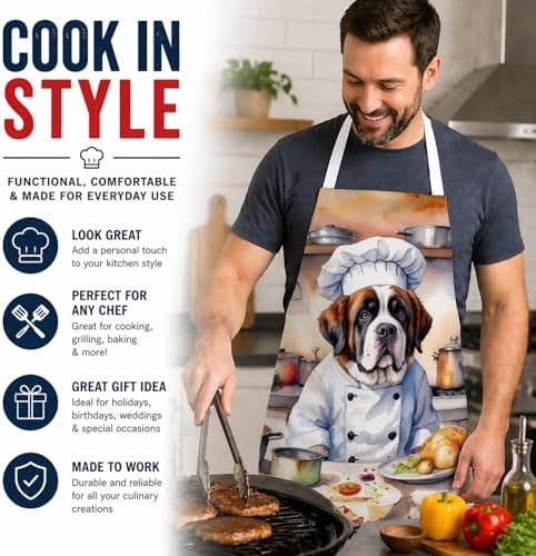 Caroline's Treasures Saint Bernard The Chef Apron Cooking Kitchen Server Baking - Image 2