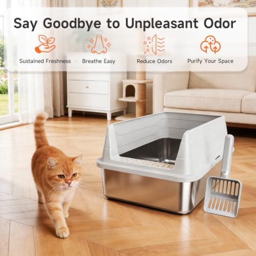 Stainless Steel Cat Litter Box, Odor Free Easy Clean Metal Litter Box - Image 5