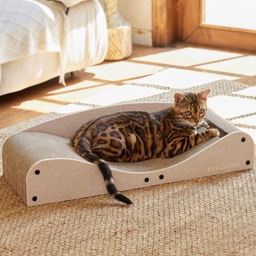 FUKUMARU Cardboard Cat Scratcher Bed, Extra Large 29.1 Inch Cat Scratch Pad by FUKUMARU