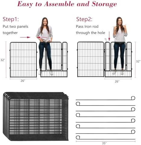 Dog Playpen, 32inch 10 Panels Outdoor Dog Fence Indoor Dog Pen Anti-Rust Pet - Image 6