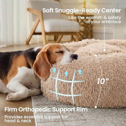 JOLLYVOGUE Calming Dog Beds Extra Large Sized Dog, 45in Donut Washable Large - Image 3