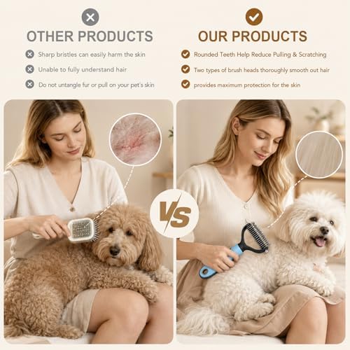 2Pcs Pet Knotter for Dogs/Cats, Double Sided Pet Grooming Brush, Undercoat Rake - Image 5