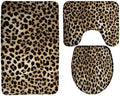 Leopard Print 3 Piece Bathroom Mat Rug Sets by AEMBEE