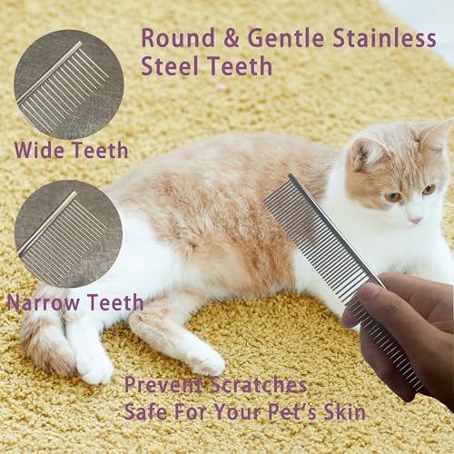 Cat Deshedding & Dematting Brush Kit, 6 Self-Cleaning Tools - Image 4