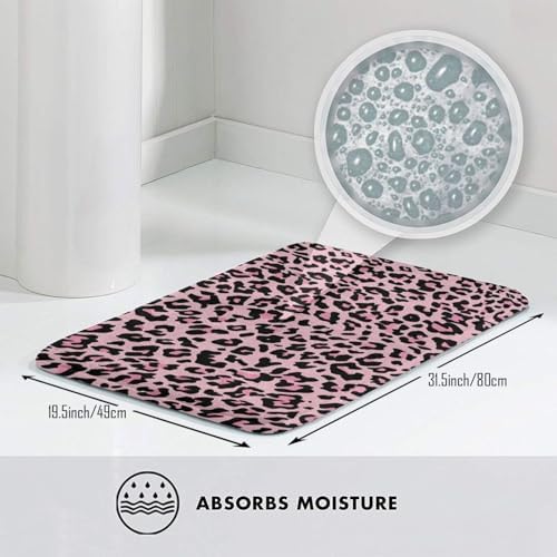 Pink Leopard Bath Mat Non-Slip Soft Microfiber Bathroom Rugs Washable Bathmat - Image 5