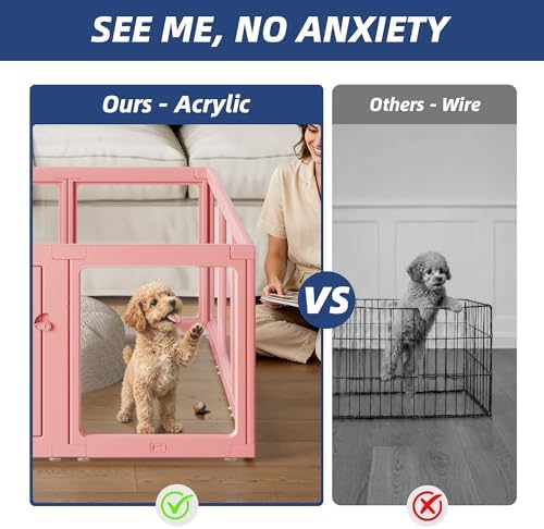 Clear Acrylic Dog Playpen Indoor Pet Pen, 8 Panels - Image 2