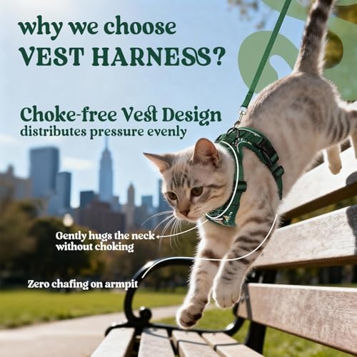 rabbitgoo Cat Harness and Leash Set, Escape Proof Vest, Rainforest Green - Image 3