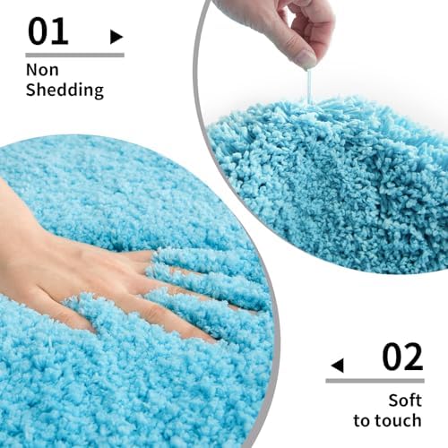 Disolla Teal Bathroom Runner Rug 24x59, Soft Plush Large Bath Mat - Image 4