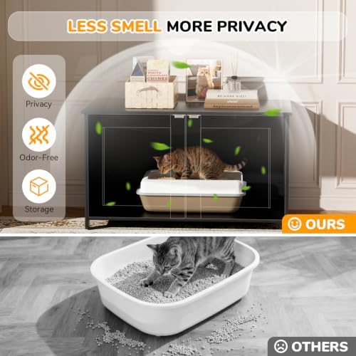 Extra Large Cat Litter Box Enclosure Furniture Dog Proof, Hidden Kitty Washroom - Image 3