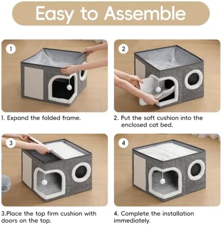 Cat Beds for Indoor Cats, Large Kitten Bed - Image 7