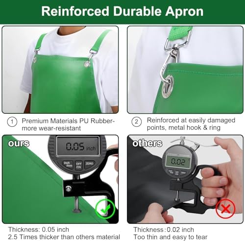 SHEOMERN Waterproof Rubber Apron, Lab Work, Dog Grooming Green - Image 4