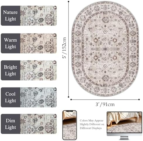 3x5 Oval Area Rug Washable Floor Mat - Image 2