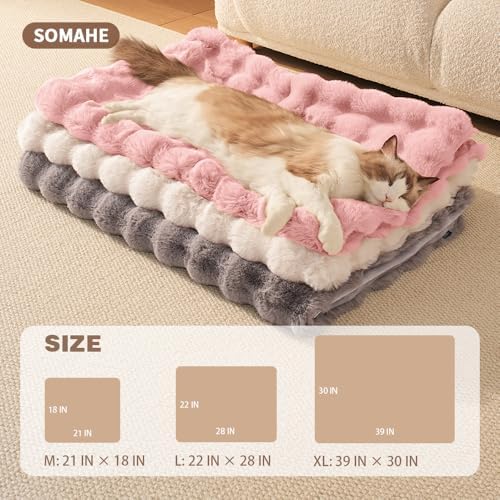 SOMAHE Soft Faux Fur Cat Blanket, Small 22x18 Soft Pink - Image 3