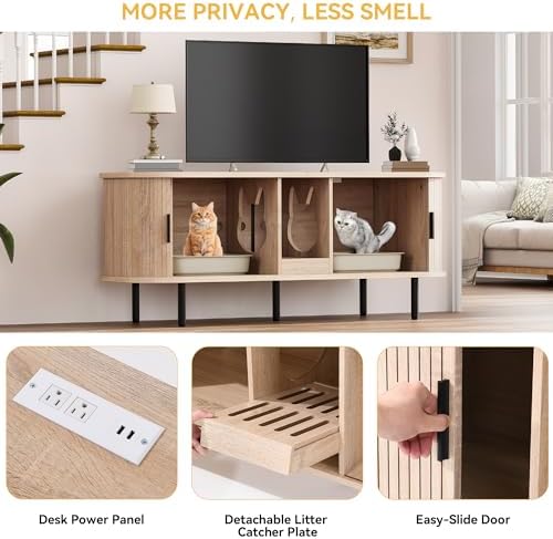 DWVO 55.1in Double Cat Litter Box Enclosure - Image 3