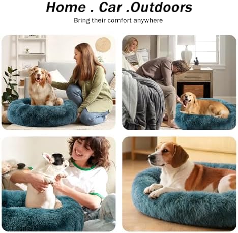 NOYAL Donut Dog Bed for Small Medium Pets, Plush Calming Faux Fur - Image 6