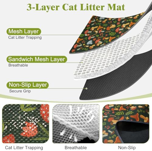 Unicorn Catcher 24X15in 2packCat Litter Mat Machine Washable Soft 3D Air Mesh - Image 2