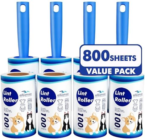 800 Sheets Lint Rollers for Pet Hair Extra Sticky, 4 Handles, 8 Rollers by AlbatrossHealthNewEngland