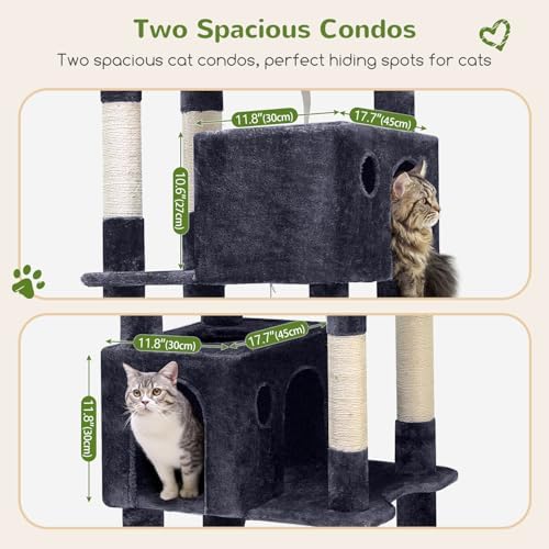 Globlazer Giant Cat Tree for Indoor Large Cats, Dark Grey - Image 3