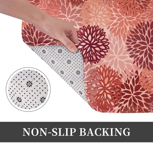 Red Flowers Bath Mat 24x16 Inch Non-Slip Soft Microfiber Bathroom Rugs Washable - Image 4