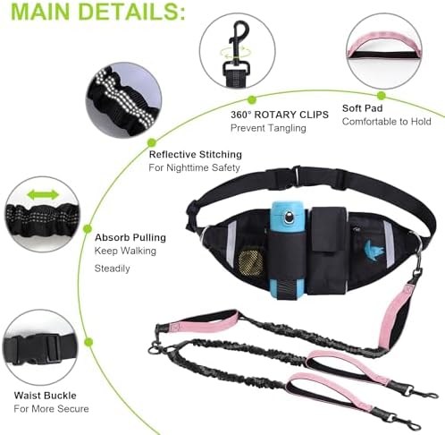 Hands Free Dog Leas, Double Waist Leash - Image 4