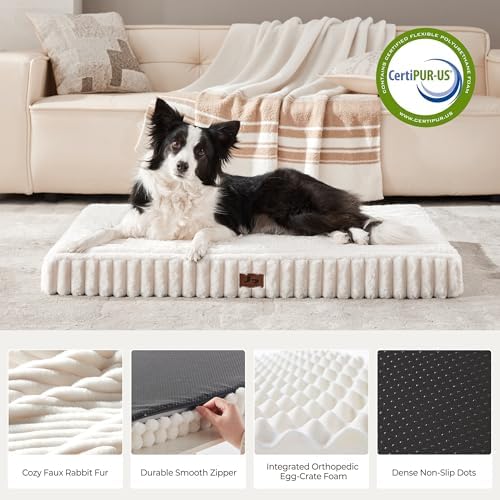 Orthopedic Large Dog Bed，Waterproof Washable Dog Crate 35x22 Cream - Image 3