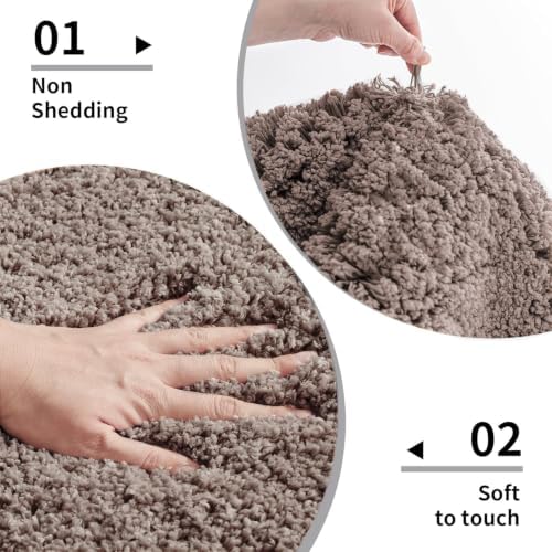 Disolla Taupe Grey Bathroom Rugs 24x48, Non-Slip Plush Thick Bath Mat - Image 4