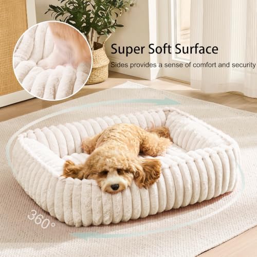 Medium Dog Bed Calming Cat Bed for Indoor Cats 24’’x20’’ Ivory - Image 4