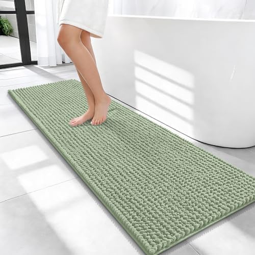 OLANLY Thick Chenille Bathroom Runner Rugs Mats 47x17, Sage Green by OLANLY