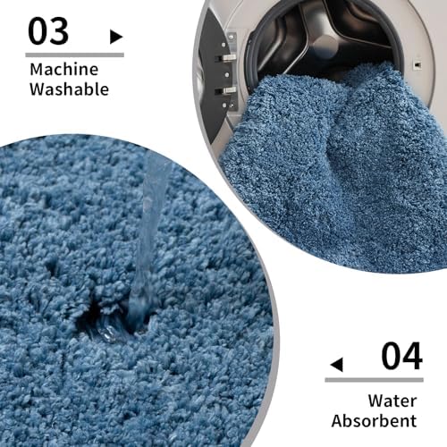 Disolla Blue Bathroom Rugs 17x24, Microfiber Non-Slip Plush Small Bath Mat - Image 5