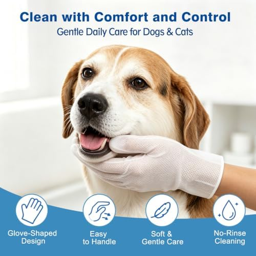 12 Pcs Pet Glove Wipes for Dogs & Cats, Disposable Dog Cleaning Bath Gloves - Image 2