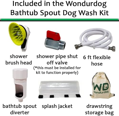 Wondurdog Dog Wash Bathtub Spout Kit, Garden Hose, Pull Up Diverter Only - Image 2