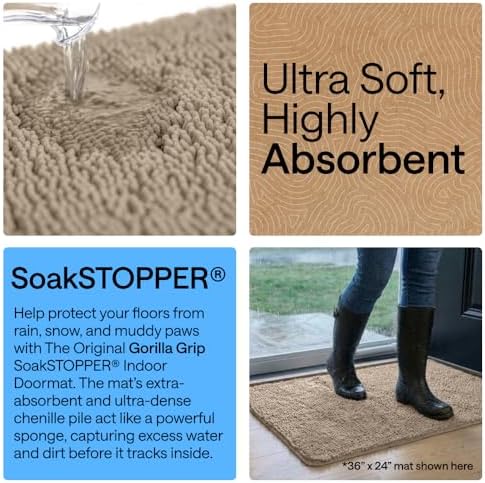GORILLA GRIP SoakSTOPPER Dog Door Mat, Machine Wash and Dry, 30x20 Beige - Image 4