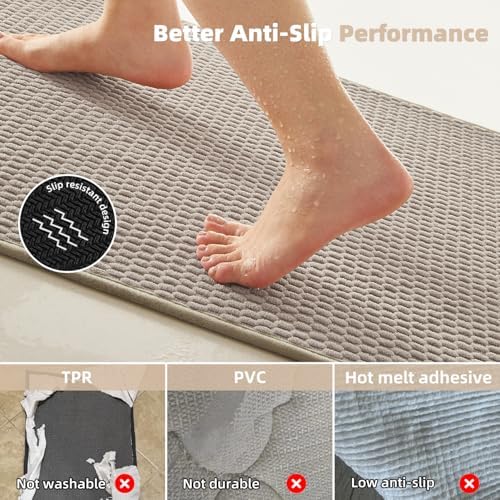 TYUU Bathroom Runner Rug, Long Bath Mat Washable Thin Quick Dry Low Pile - Image 4